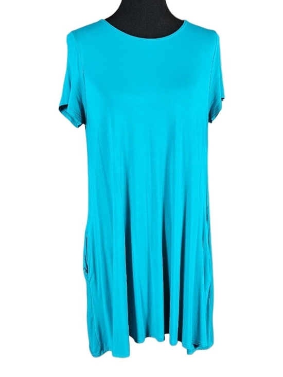 Agnes & Dora Tops - Agnes & Dora Short Sleeve Swing Tunic Dress in Teal Blue with pockets size Large